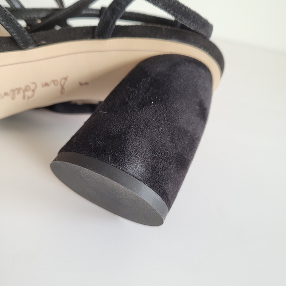 New SAM EDELMAN Daffodil Suede Leather Black Ankle Strap Heels - Picture 12 of 14